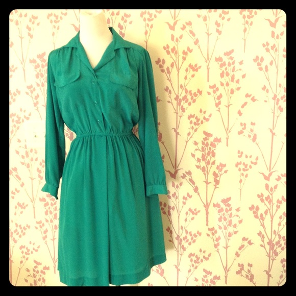 SOLD Vintage Green Button top Dress