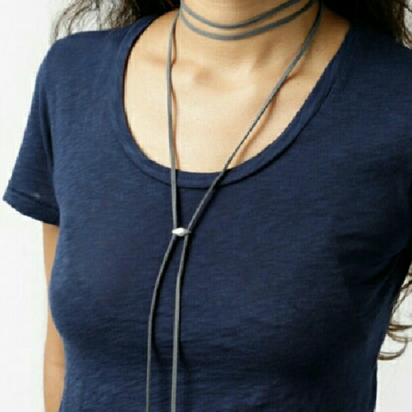 Grey suede vegan wrap choker