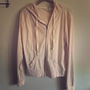 Cream cotton zip up hoodie