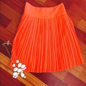 Ann Taylor Loft Pleated Skirt, Vibrant Orange