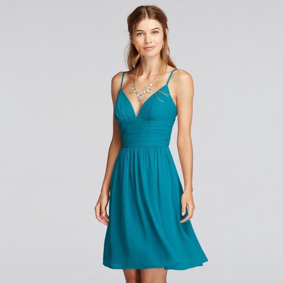 David's Bridal oasis deep v strap dress size 6