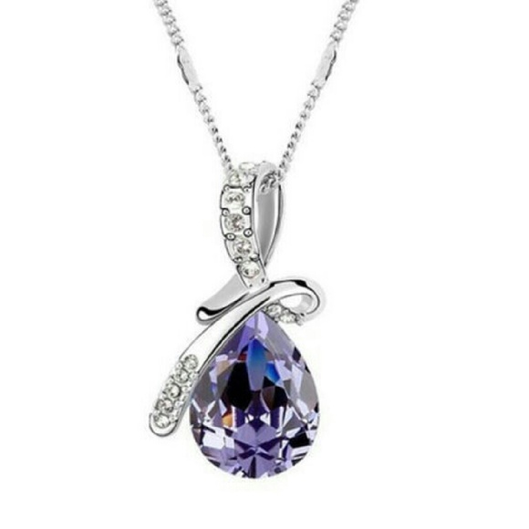 Blue Necklace Silver-Plated Rhinstone New