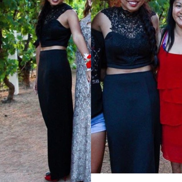 Two piece, black prom dress