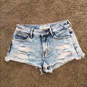 highwaisted denim distressed shorts