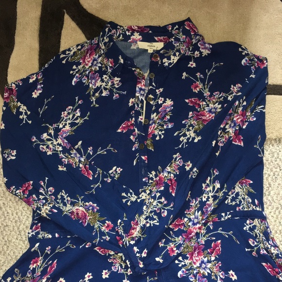 LAST SMALL-Floral Print Dress- TEAL - Picture 5 of 5
