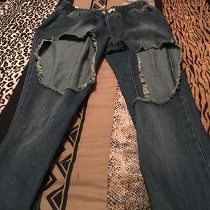 Blue jean jogger pants