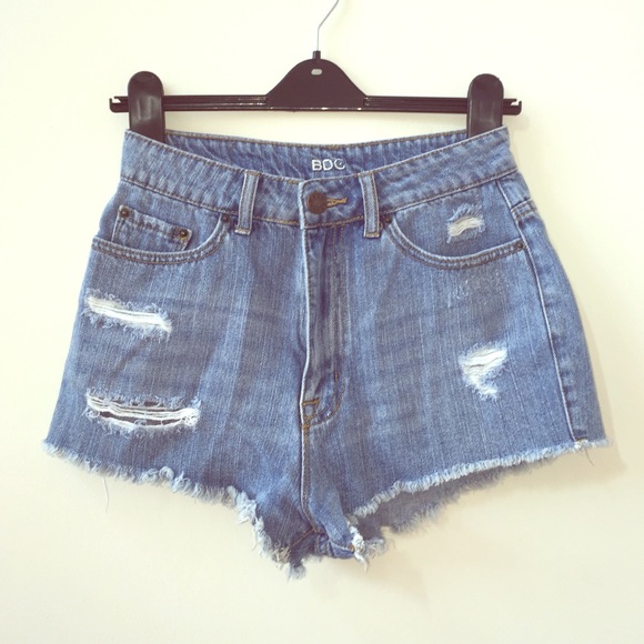 BDG high rise dree cheeky denim shorts size 27