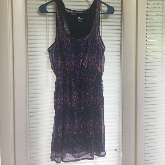 Simple Multicolored Medium Length Dress