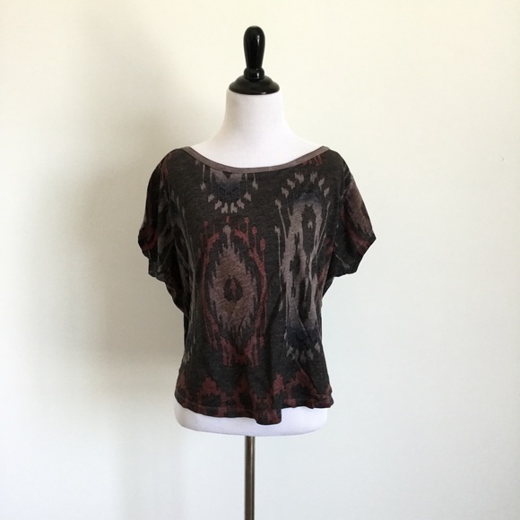 All Saints tribal print top w butterfly sleeves