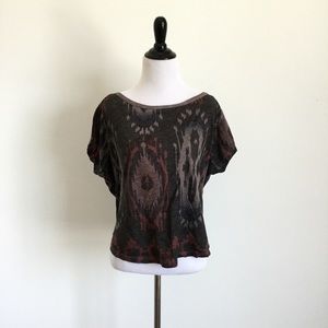 All Saints tribal print top w butterfly sleeves