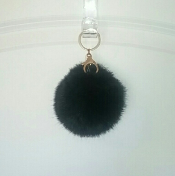 Green puff ball keychain