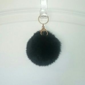 Green puff ball keychain