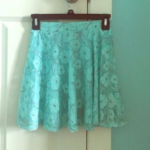Blue Grey floral lace skater skirt