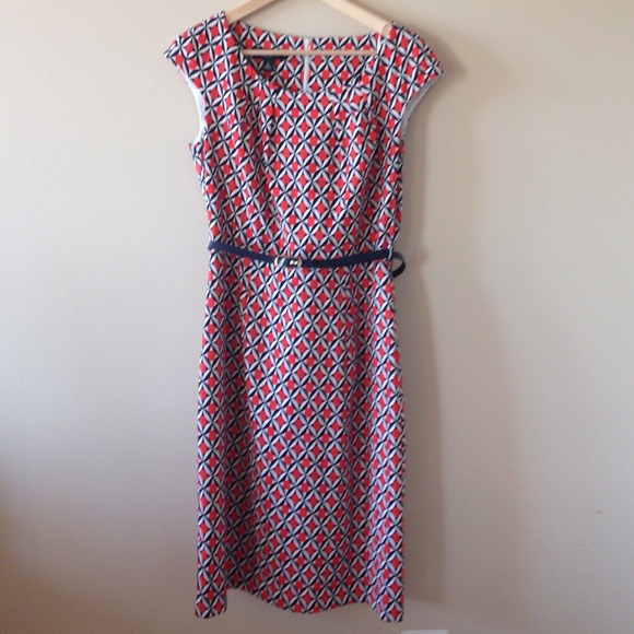 Navy and Orange AGB Shift Business Dress