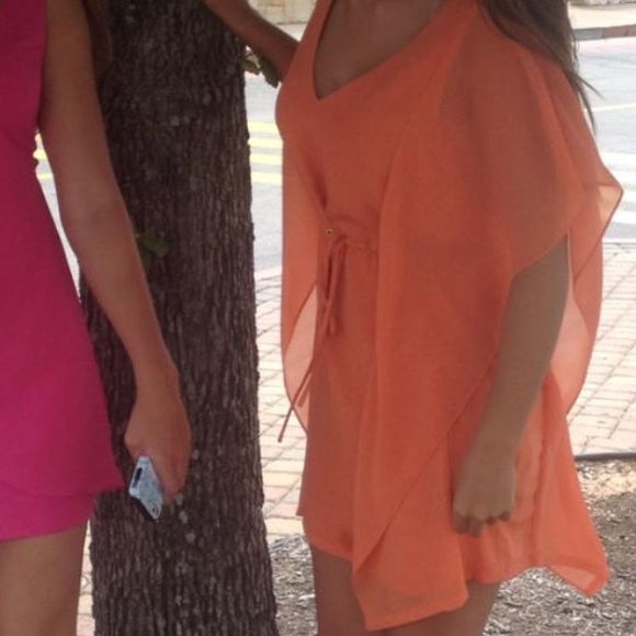 Bebe orange chiffon dress - Picture 1 of 4
