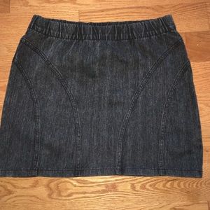 H&M Black Washed Denim Moto Mini Skirt