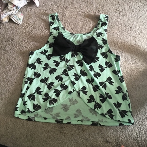 Mint bow open back tank top - Picture 2 of 2