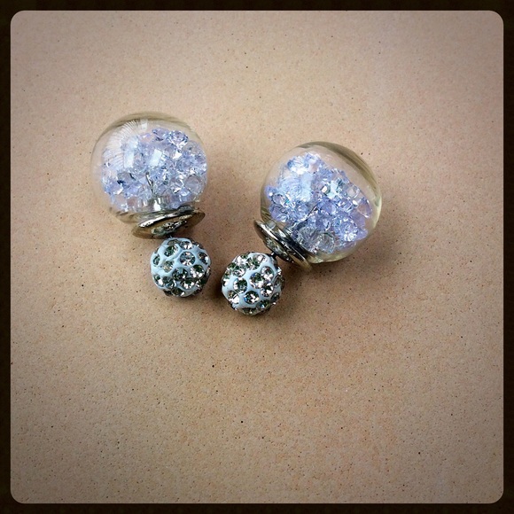Jewelry - Double-sided Crystal Ball Earrings Clear