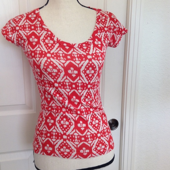 J. Crew Tops - J. Crew Shirt Red & Cream Print XXS Top Women's