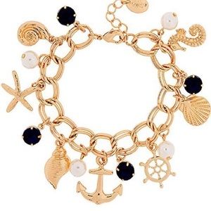 🆕Nautical Beach Themed Charm Bracelet w/Pearls