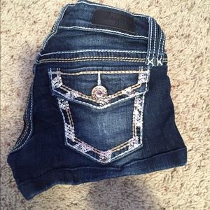 Daytrip Scorpio jean shorts with bling