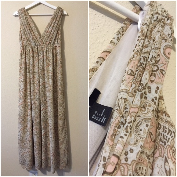 H&M Blush Paisley Empire Maxi Dress