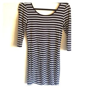 Navy blue with white stripe body con dress