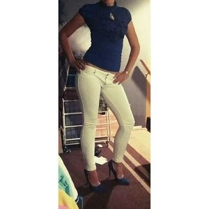 TOP dark blue ruffle shirt