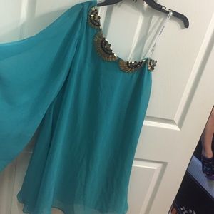 One Shoulder Teal dress