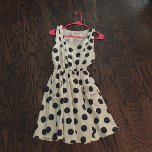 Navy blue/ white polka dot dress