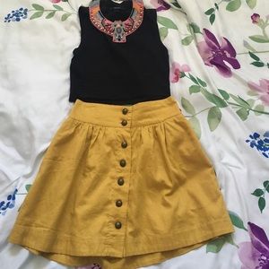 Mustard yellow button up skirt