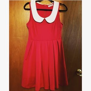 Picture Perfect Red Peter Pan Collar Dress