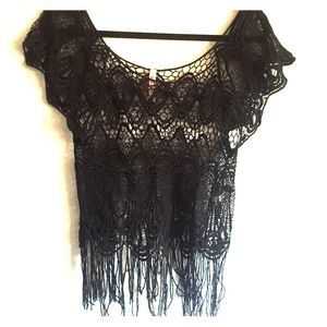 Boho crochet fringe top