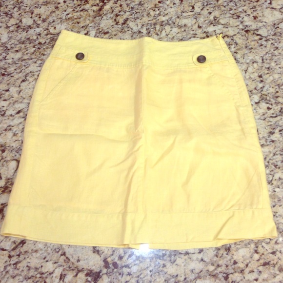 Banana Republic yellow linen pencil skirt size 6