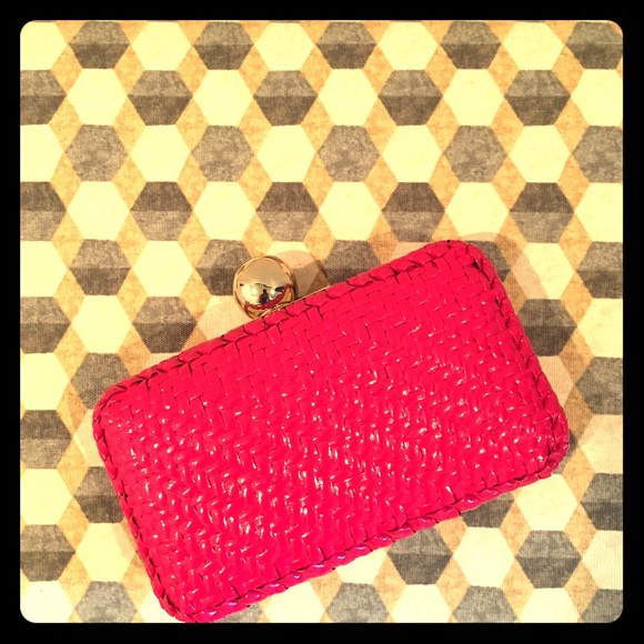 Pink Kate Spade Wicker Clutch