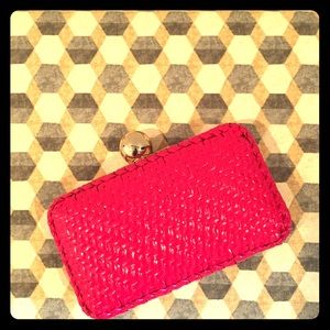 Pink Kate Spade Wicker Clutch