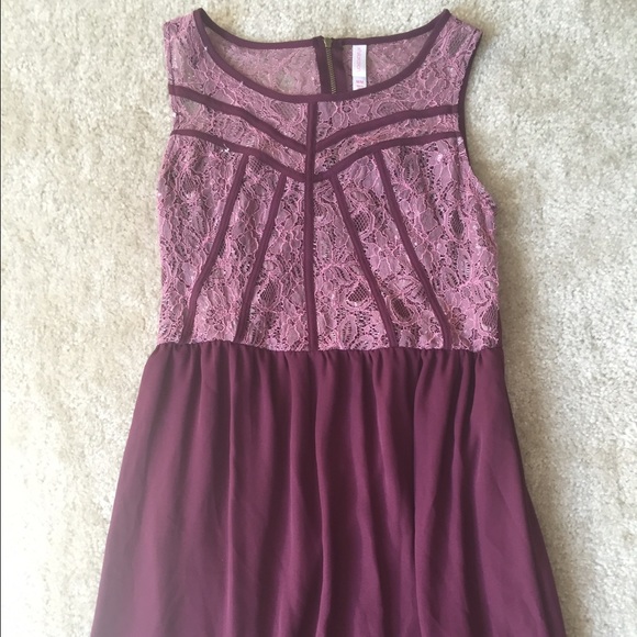Laced floor length purple formal maxi