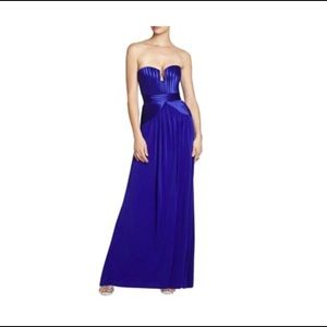 BCBGMAXAZRIA Blue Tasha Strapless Long Dress