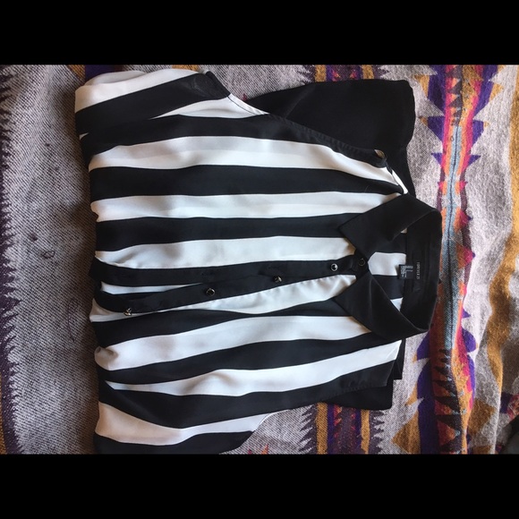 Romper: Forever 21 black and white stripes - Picture 1 of 3