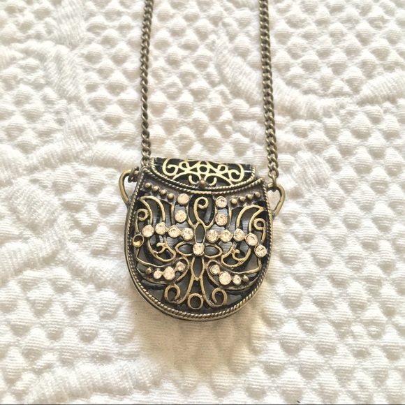 (SOLD) Long chain necklace with purse pendant