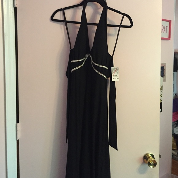 Black halter long dress