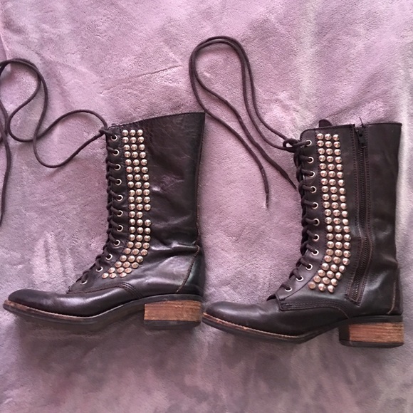 Steve Madden studded lace up boots