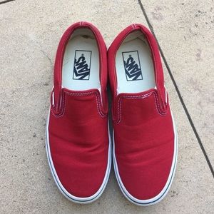 Red slip on Vans