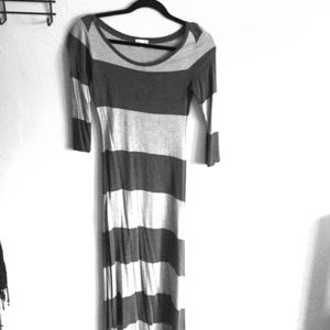 Gray striped maxi dress