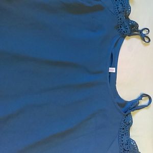 Blue bare shoulders, 3/4 sleeve w/stunning crochet
