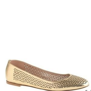 JCrew Nora perforated ballet flats Gold/bronzeNEW