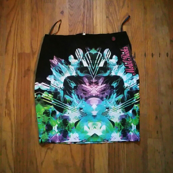 Motel rocks digital love mini skirt in M - Picture 2 of 4