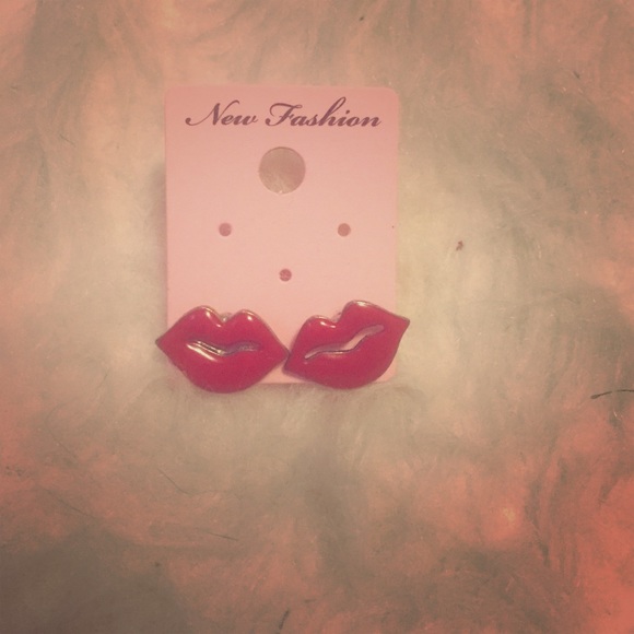 Kissy Lips Red Stud Earrings