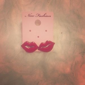 Kissy Lips Red Stud Earrings