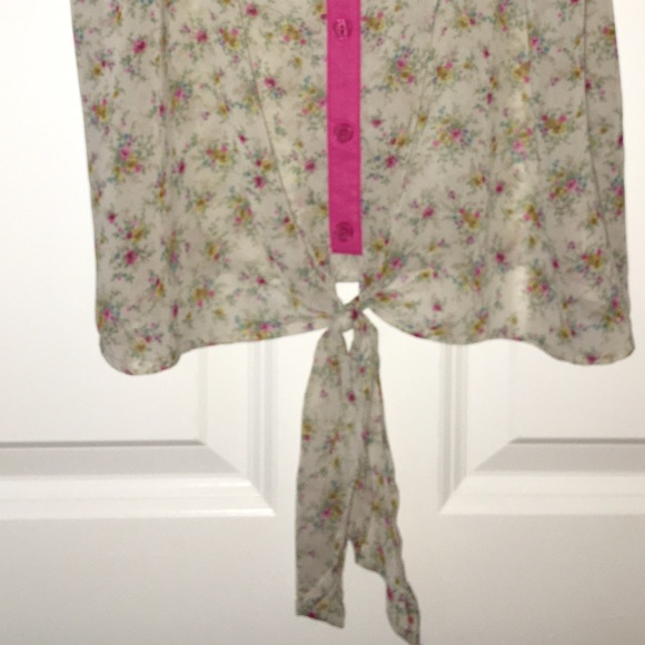 Button down, sheer floral top - Picture 2 of 2